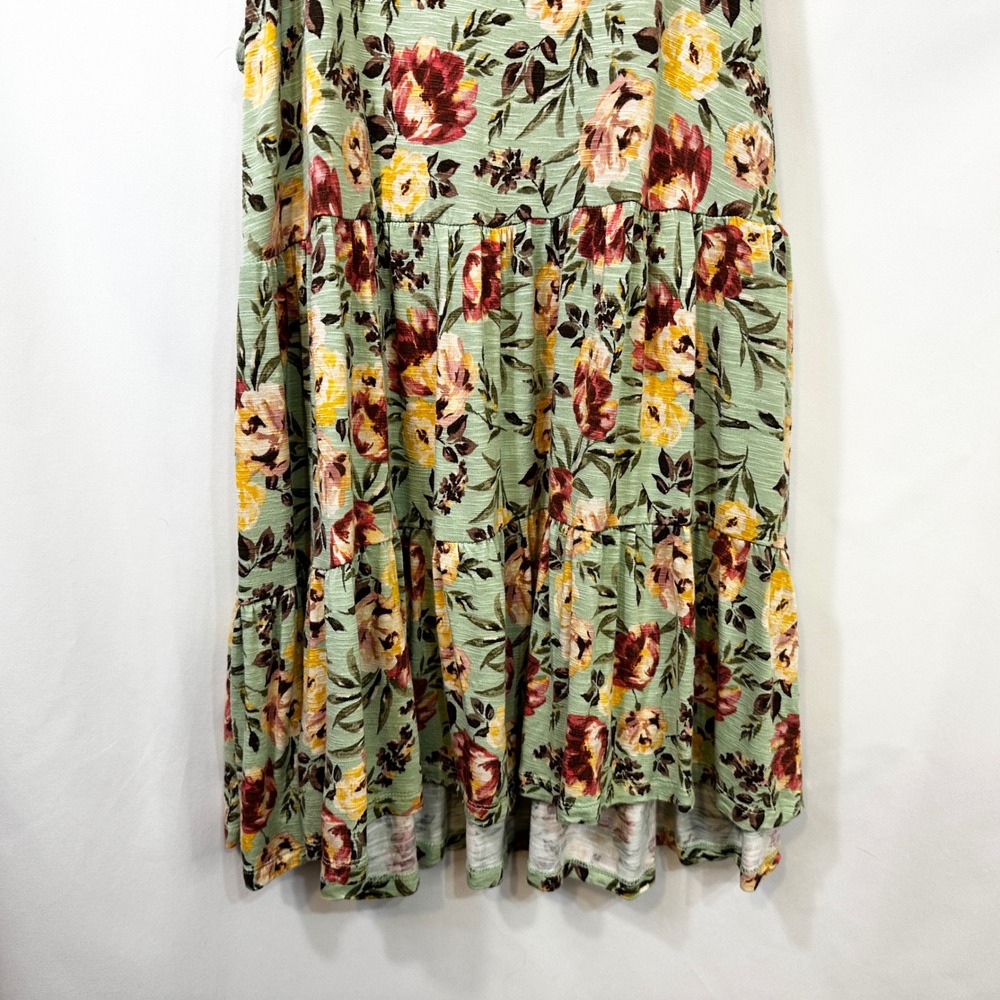 Torrid‎ Super Soft Plus Size 3X Tank Top Green Floral Tiered Babydoll Swing 467 - Picture 6 of 10
